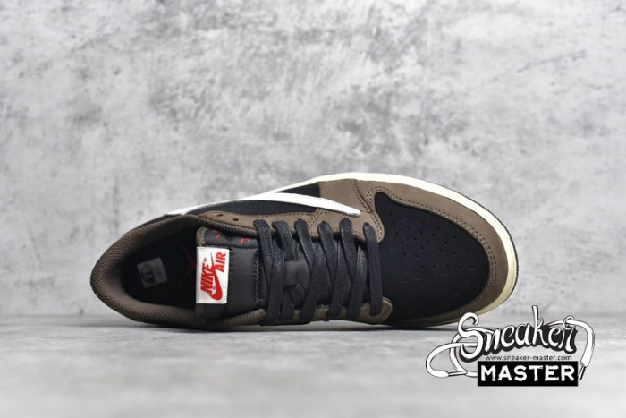 NIKE AIR JORDAN 1 LOW MOCHA X TRAVIS SCOTT BLACK/DARK MOCHA-UNIVERSITY RED-SAIL CQ4277-001