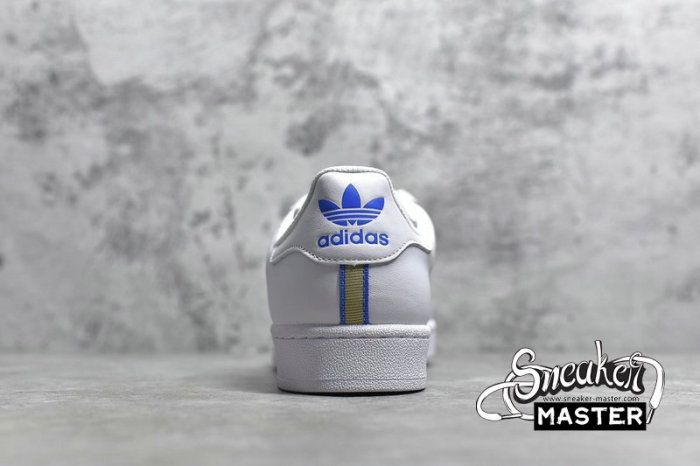 ADIDAS SUPERSTAR SHOES CLOUD WHITE/BLUE/GOLD CG6019