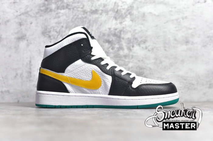 NIKE AIR JORDAN 1 MID ALTERNATE SWOOSH BLACK/UNIVERSITY RED/WHITE/LUCID GREEN BQ6472-063