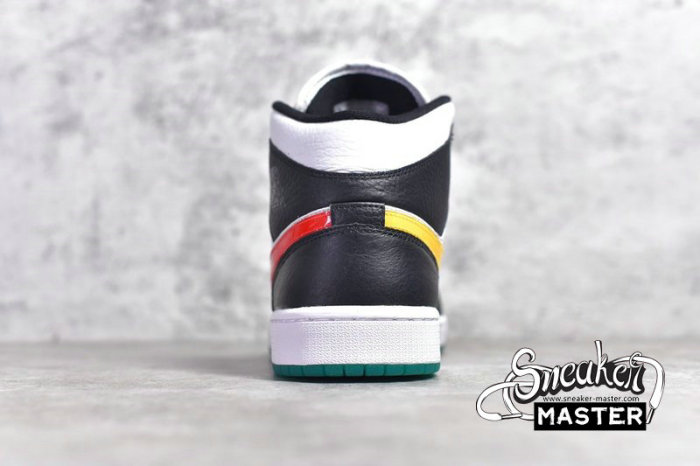 NIKE AIR JORDAN 1 MID ALTERNATE SWOOSH BLACK/UNIVERSITY RED/WHITE/LUCID GREEN BQ6472-063
