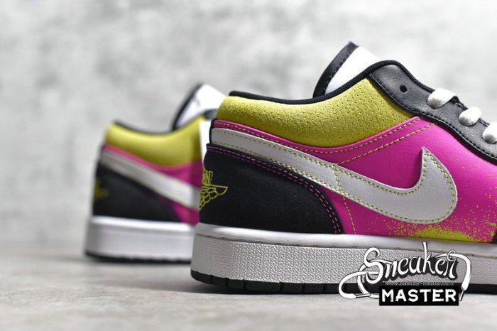 NIKE AIR JORDAN 1 LOW SPRAY PAINT WHITE/BLACK/YELLOW-PINK CW5564-001