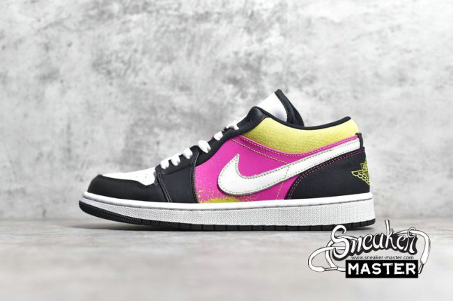 NIKE AIR JORDAN 1 LOW SPRAY PAINT WHITE/BLACK/YELLOW-PINK CW5564-001