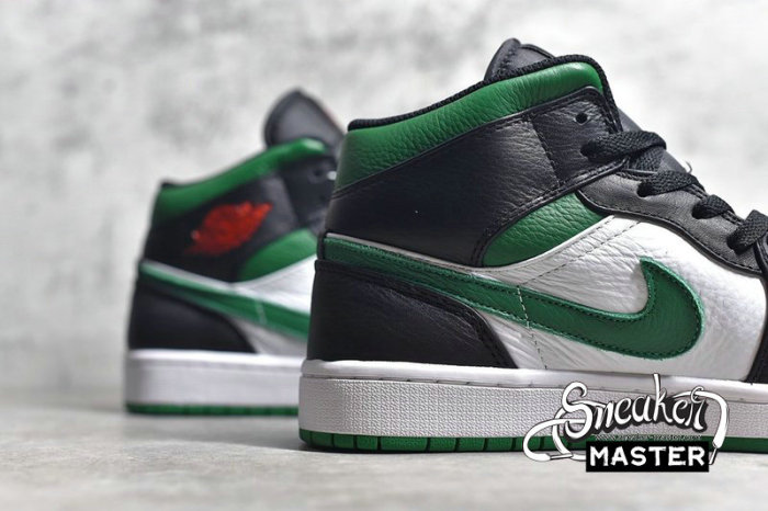 NIKE AIR JORDAN 1 MID GREEN TOE BLACK/GYM RED-WHITE-PINE GREEN 554724-067