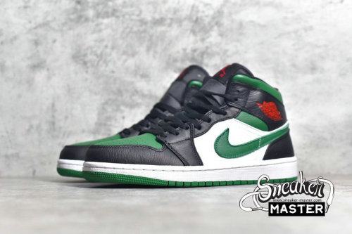 NIKE AIR JORDAN 1 MID GREEN TOE BLACK/GYM RED-WHITE-PINE GREEN 554724-067