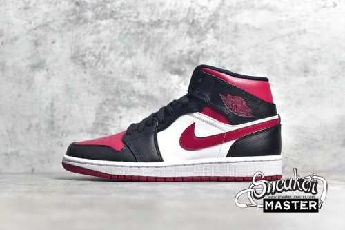 NIKE AIR JORDAN 1 MID BRED TOE BLACK/GYM RED-WHITE 554724-066