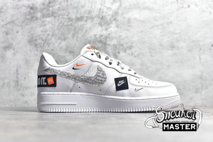NIKE AIR FORCE 1 LOW 07 PRM JUST DO IT WHITE/WHITE-BLACK-TOTAL ORANGE AR7719-100