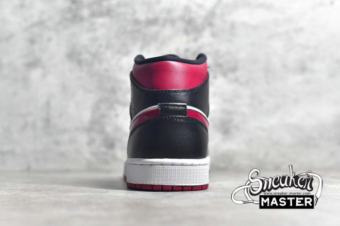 NIKE AIR JORDAN 1 MID BRED TOE BLACK/GYM RED-WHITE 554724-066