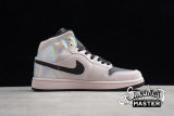 NIKE AIR JORDAN 1 MID DIRTY POWDER IRIDESCENT BARELY ROSE/BLACK/MULTI BQ6472-60