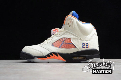 NIKE AIR JORDAN 5 RETRO INTERNATIONAL FLIGHT SAIL/ORANGE PEEL-BLACK-HYPER ROYAL 136027-148