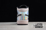 NIKE AIR JORDAN 1 MID DIRTY POWDER IRIDESCENT BARELY ROSE/BLACK/MULTI BQ6472-60