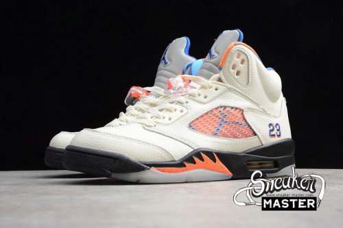 NIKE AIR JORDAN 5 RETRO INTERNATIONAL FLIGHT SAIL/ORANGE PEEL-BLACK-HYPER ROYAL 136027-148