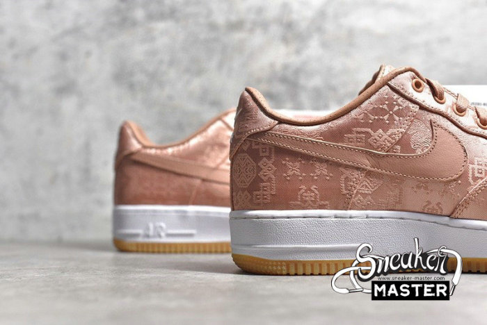 NIKE CLOT X AIR FORCE 1 LOW PREMIUM ROSE GOLD SILK ROSE GOLD/WHITE/GUM LIGHT BROWN CJ5290-600