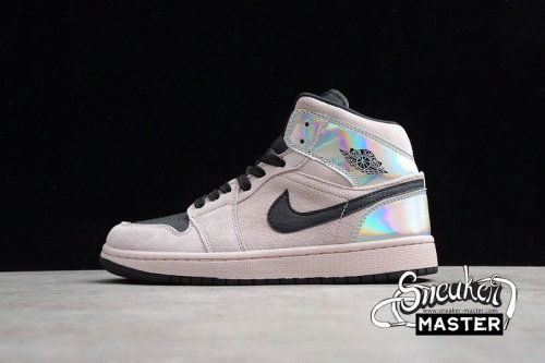 NIKE AIR JORDAN 1 MID DIRTY POWDER IRIDESCENT BARELY ROSE/BLACK/MULTI BQ6472-60