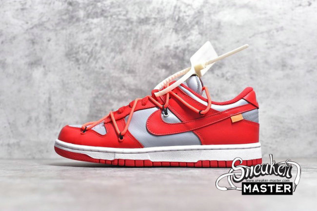 NIKE OFF-WHITE X SB DUNK LOW UNIVERSITY RED/WOLF GREY CT0856-600