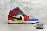 NIKE AIR JORDAN 1 MID FEARLESS X BLUE THE GREAT MUSLIN/VARSITY RED/ROYAL/TAXI/BLACK CU2805-100