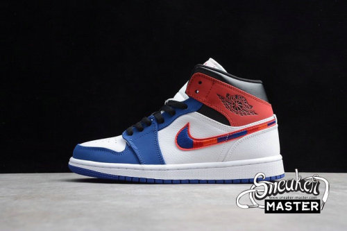 NIKE AIR JORDAN 1 MID SWOOSH WHITE/GAME ROYAL-GYM RED-BLACK 852542-146
