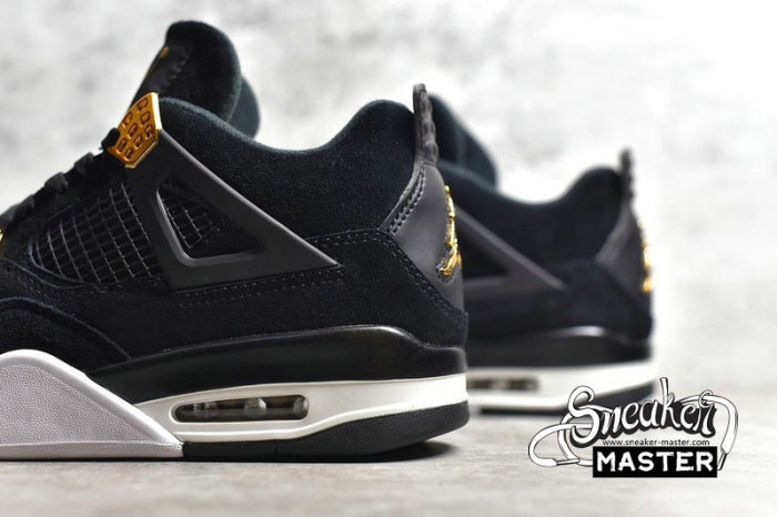 NIKE AIR JORDAN 4 RETRO ROYALTY BLACK/METALLIC GOLD-WHITE 308497-032
