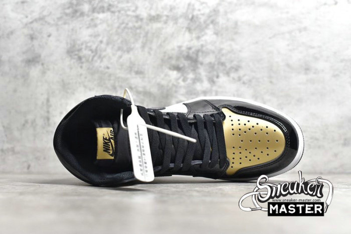 NIKE AIR JORDAN 1 RETRO HIGH NRG PATENT GOLD TOE BLACK/METALLIC GOLD-SUMMIT WHITE 861428-007