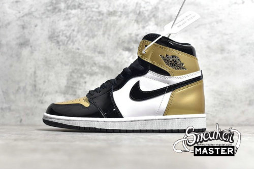 NIKE AIR JORDAN 1 RETRO HIGH NRG PATENT GOLD TOE BLACK/METALLIC GOLD-SUMMIT WHITE 861428-007