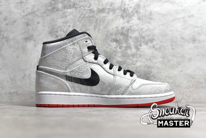 NIKE AIR JORDAN 1 MID SE FEARLESS EDISON CHEN X CLOT WHITE/BLACK-RED CU2804-100