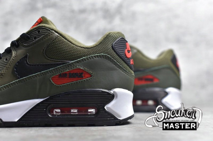 NIKE AIR MAX 90 MEDIUM OLIVE/BLACK-TEAM ORANGE-CARGO KHAKI-BLACK-SAIL AJ1285-205