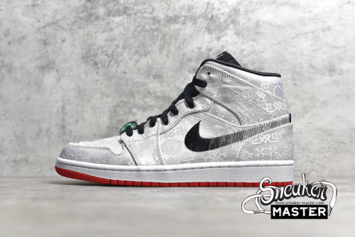 NIKE AIR JORDAN 1 MID SE FEARLESS EDISON CHEN X CLOT WHITE/BLACK-RED CU2804-100