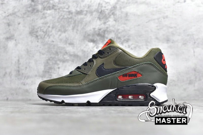 NIKE AIR MAX 90 MEDIUM OLIVE/BLACK-TEAM ORANGE-CARGO KHAKI-BLACK-SAIL AJ1285-205