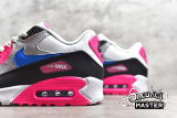 NIKE AIR MAX 90 LEATHER GS WHITE/PINK/BLUE-BLACK 833376-107