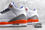 NIKE AIR JORDAN 3 RETRO KNICKS WHITE/OLD ROYAL-UNIVERSITY ORANGE-TECH GREY 136064-148