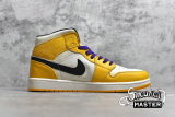 NIKE AIR JORDAN 1 MID SE LAKERS UNIVERSITY GOLD/BLACK-PALE IVORY-COURT PURPLE 852542-700