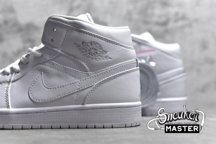 NIKE AIR JORDAN 1 RETRO MID WHITE/PURE PLATINUM-WHITE 554724-104