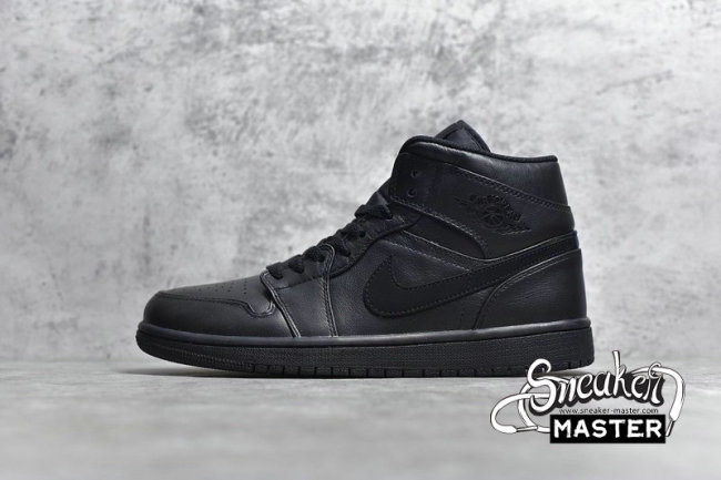 NIKE AIR JORDAN 1 MID BLACK/BLACK/BLACK 554724-090