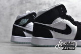 NIKE AIR JORDAN 1 MID SE GS GLOW IN THE DARK PANDA WHITE/BLACK-TEAL TINT BQ6931-103