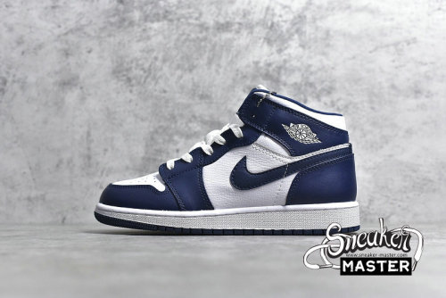NIKE AIR JORDAN 1 MID OBSIDIAN WHITE/OBSIDIAN-METALLIC GOLD 554724-174