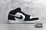 NIKE AIR JORDAN 1 MID SE GS GLOW IN THE DARK PANDA WHITE/BLACK-TEAL TINT BQ6931-103