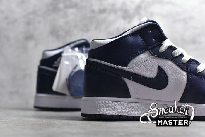 NIKE AIR JORDAN 1 MID OBSIDIAN WHITE/OBSIDIAN-METALLIC GOLD 554724-174