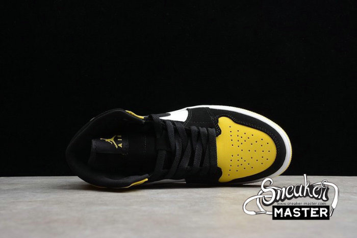NIKE AIR JORDAN 1 MID SE YELLOW TOE BLACK/BLACK-TOUR YELLOW-WHITE 852542-071