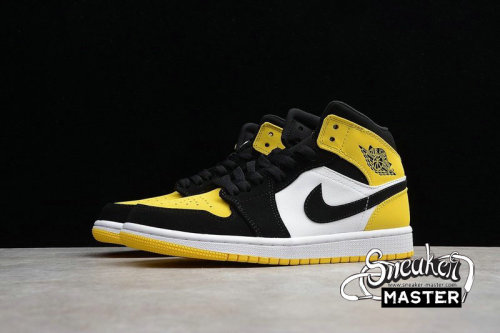 NIKE AIR JORDAN 1 MID SE YELLOW TOE BLACK/BLACK-TOUR YELLOW-WHITE 852542-071