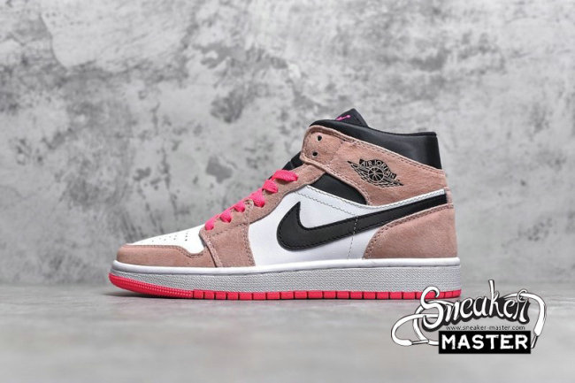NIKE AIR JORDAN 1 MID SE CRIMSON TINT/BLACK-SAIL-HYPER PINK 852542-801