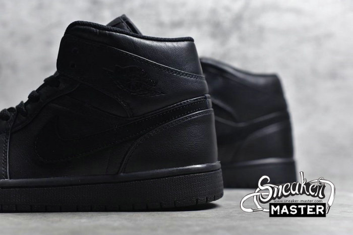 NIKE AIR JORDAN 1 MID BLACK/BLACK/BLACK 554724-090