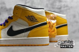 NIKE AIR JORDAN 1 MID SE LAKERS UNIVERSITY GOLD/BLACK-PALE IVORY-COURT PURPLE 852542-700