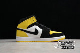 NIKE AIR JORDAN 1 MID SE YELLOW TOE BLACK/BLACK-TOUR YELLOW-WHITE 852542-071