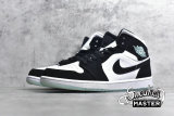 NIKE AIR JORDAN 1 MID SE GS GLOW IN THE DARK PANDA WHITE/BLACK-TEAL TINT BQ6931-103