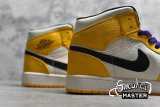 NIKE AIR JORDAN 1 MID SE LAKERS UNIVERSITY GOLD/BLACK-PALE IVORY-COURT PURPLE 852542-700