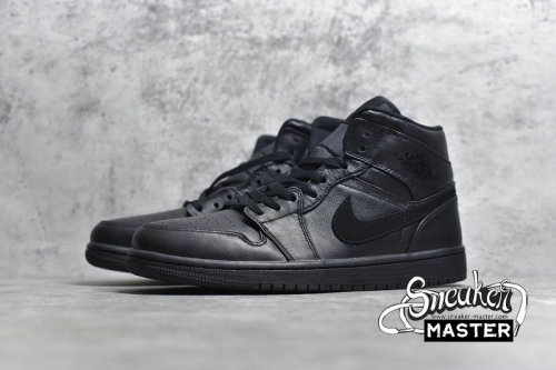 NIKE AIR JORDAN 1 MID BLACK/BLACK/BLACK 554724-090