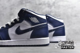 NIKE AIR JORDAN 1 MID OBSIDIAN WHITE/OBSIDIAN-METALLIC GOLD 554724-174
