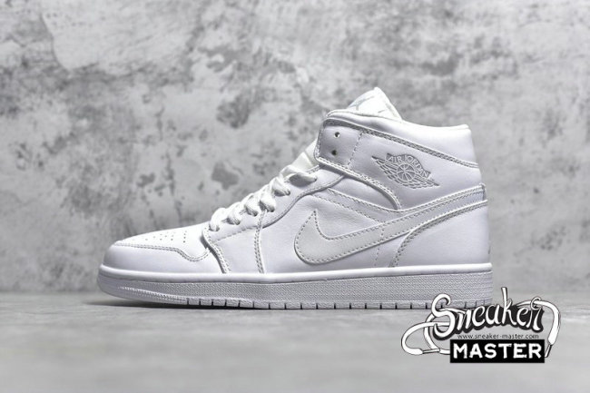 NIKE AIR JORDAN 1 RETRO MID WHITE/PURE PLATINUM-WHITE 554724-104