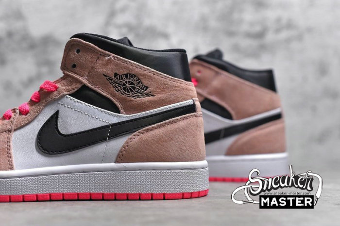 NIKE AIR JORDAN 1 MID SE CRIMSON TINT/BLACK-SAIL-HYPER PINK 852542-801