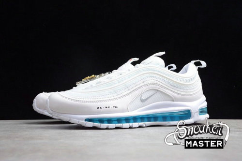 NIKE AIR MAX 97 JESUS SHOES CUSTOM X MSCHF X INRI WHITE/WHITE/BLUE 921826-101