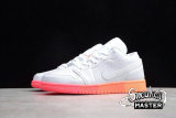 NIKE AIR JORDAN 1 LOW GS SUNSET SOLE WHITE/WHITE/LASER CRIMSON 554723-100